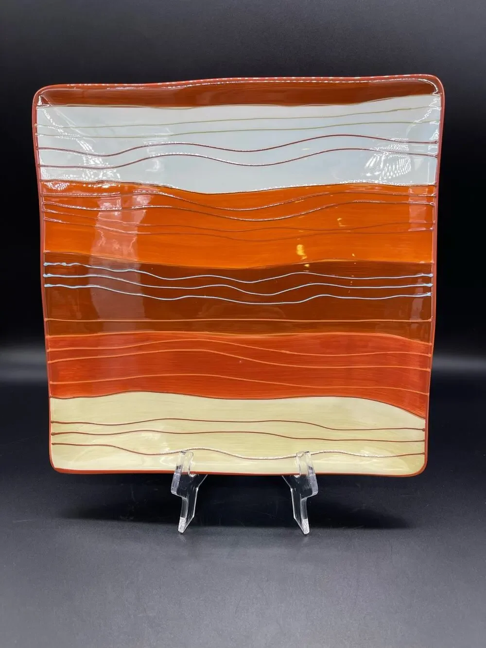Pier 1 One Canyon Stripe Square Dinner Plate